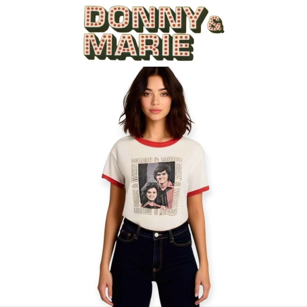 1976 Donny and Marie Osmond Vintage Single Stitch Ringer Tee Small Unisex